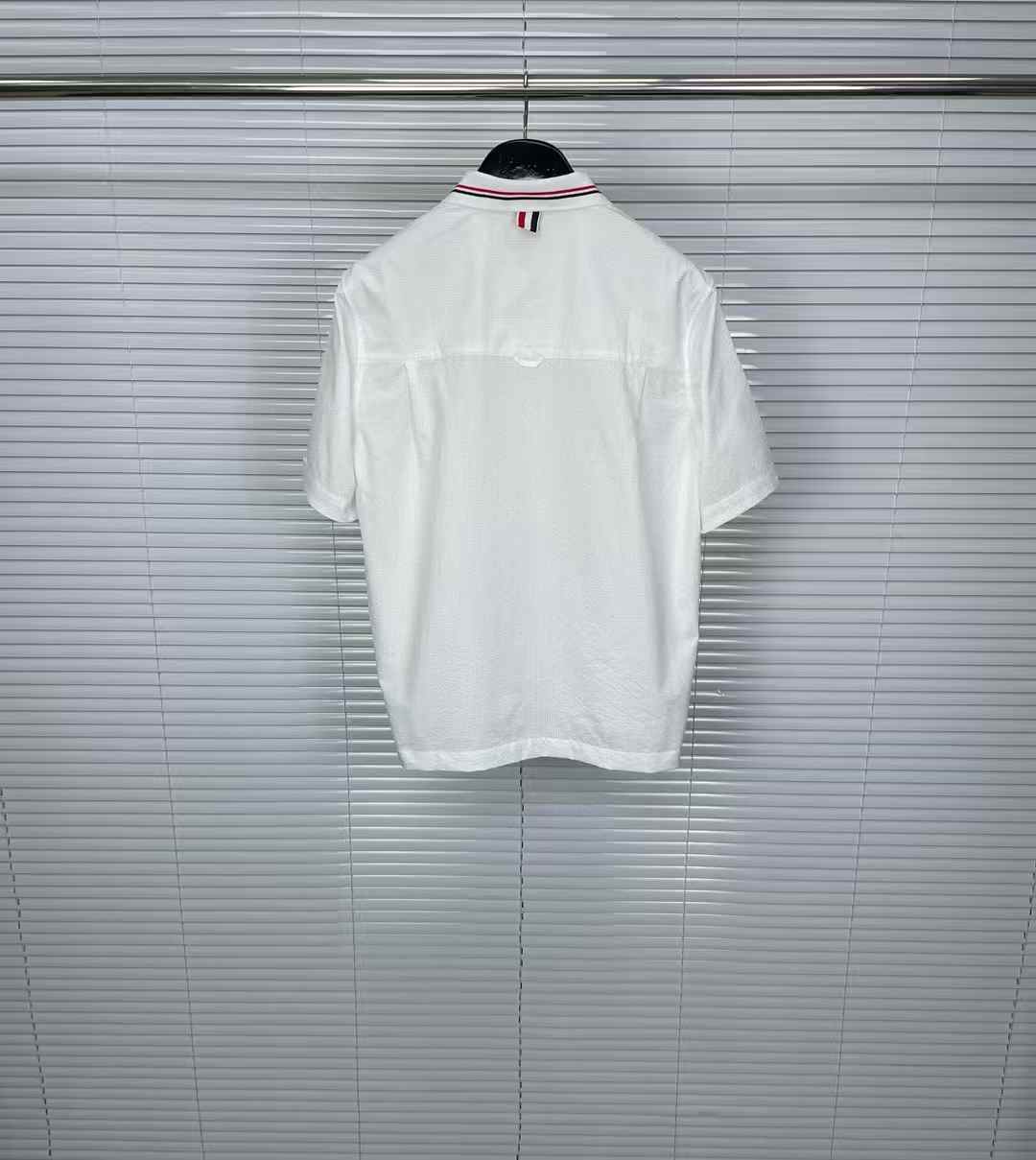 Thom Browne short-sleeve seersucker cotton shirt in white