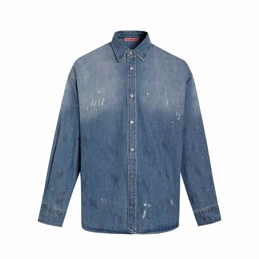 Acne Studios paint-splattered organic denim shirt