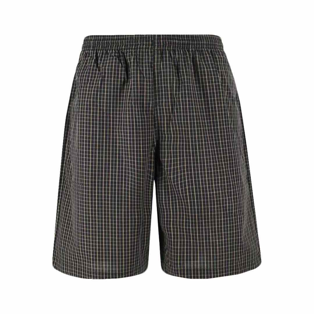 Balenciaga check-print shorts in navy blue nylon