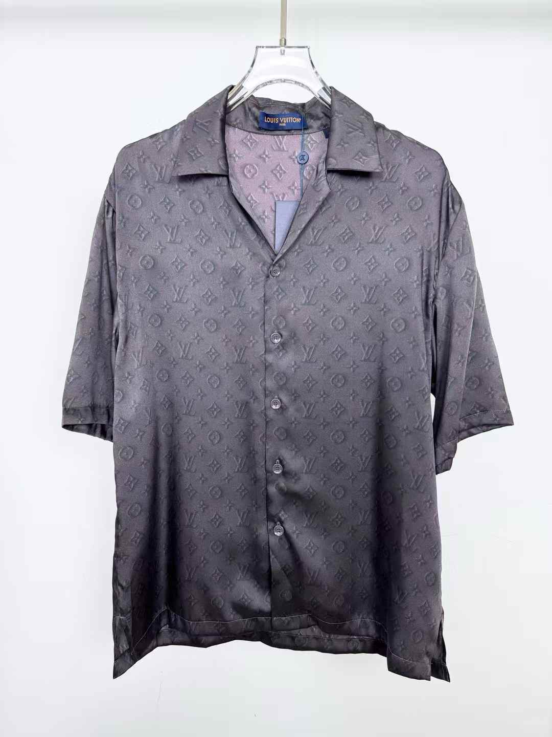 LV short-sleeved jacquard silk-blend shirt