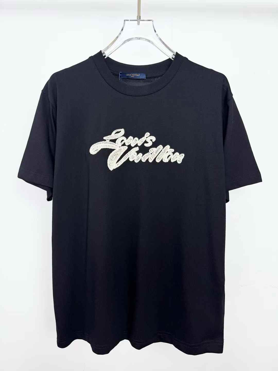 LV Embroidered Signature T-Shirt in black cotton