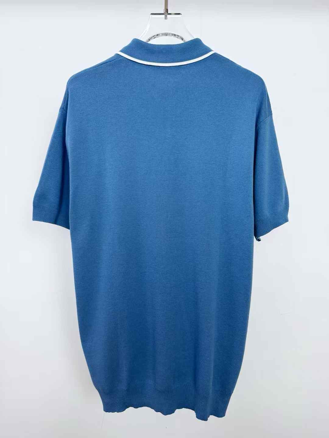 Gucci blue silk-cotton short-sleeve polo T-shirt