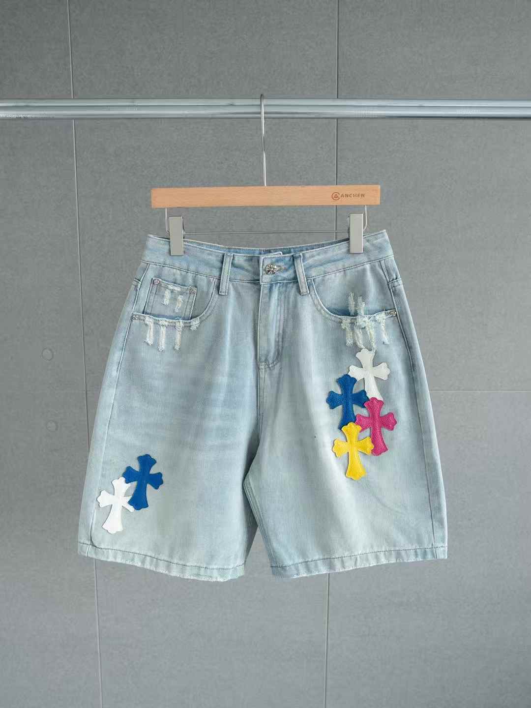 Chrome Hearts denim cross patch shorts
