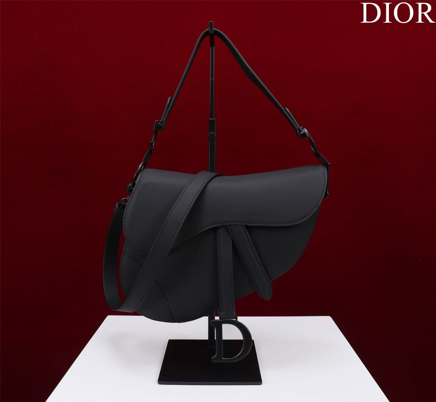 Dior Saddle Bag with Strap Ultramatte calfskin Black