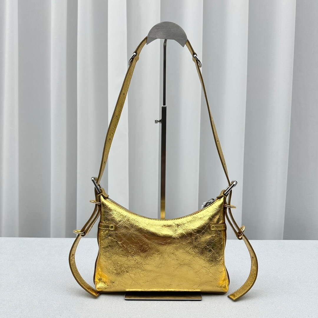 Givenchy Mini Voyou bag in laminated gold-tone calf leather