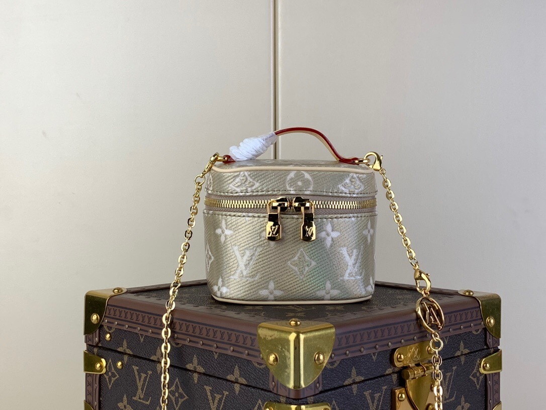 LV Micro Vanity in beige Monoglam coated canvas with gold-tone hardware