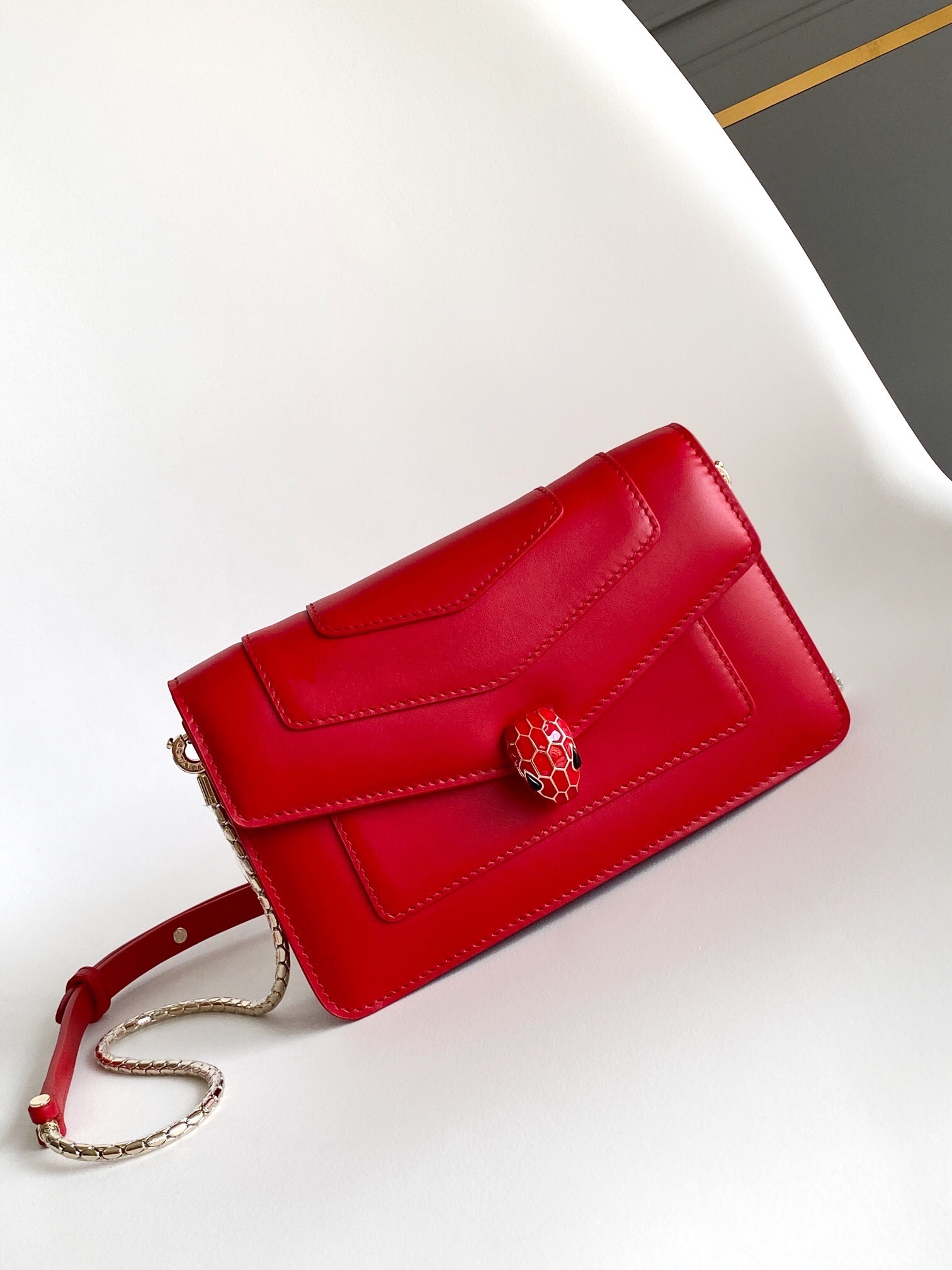 Bvlgari Serpenti Forever shoulder bag in red calf leather