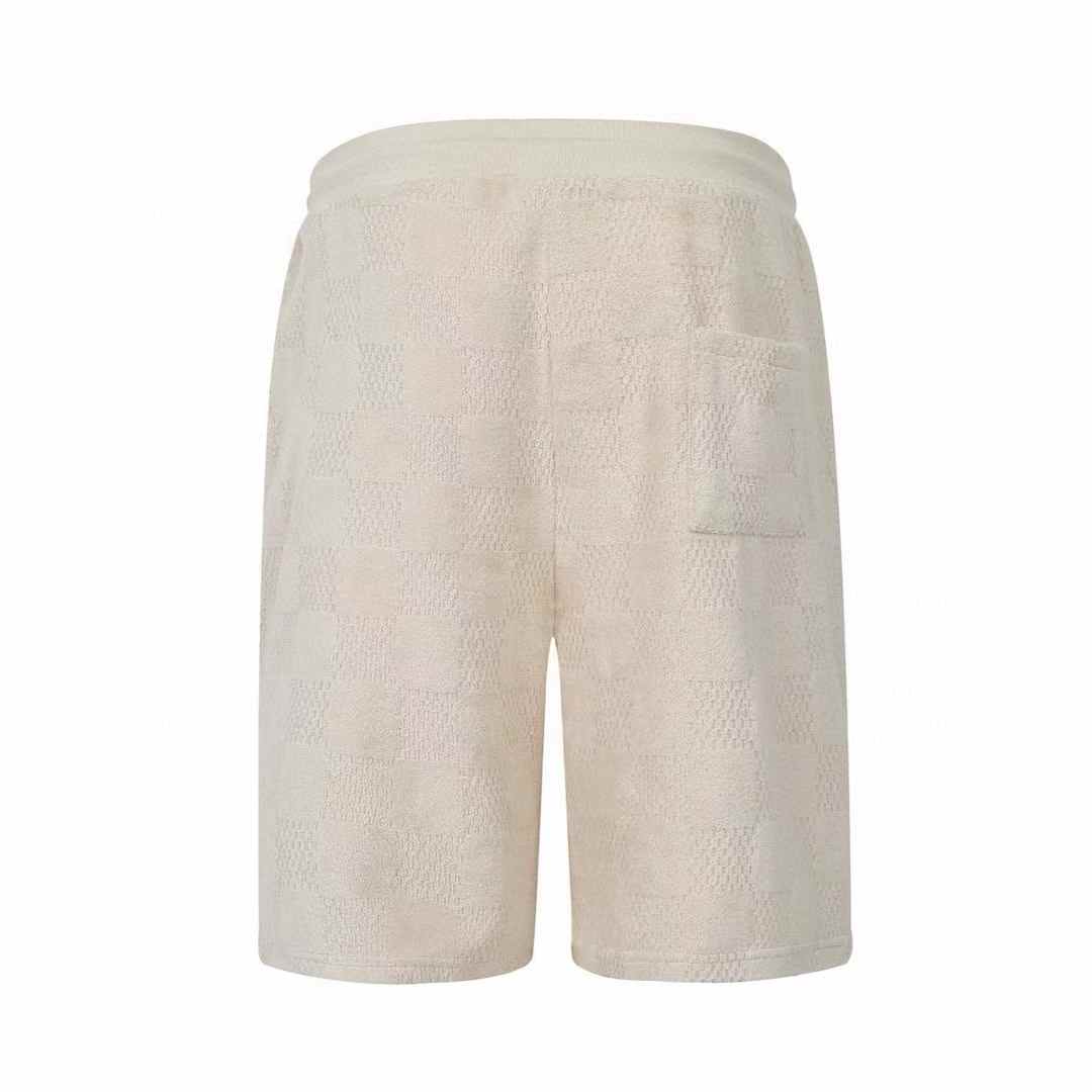 LV Damier French Terry shorts in light beige cotton-blend fabric