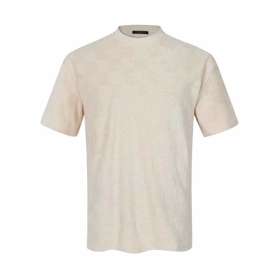 LV Pique Cotton T-Shirt in a light color, monogram or Damier jacquard pattern