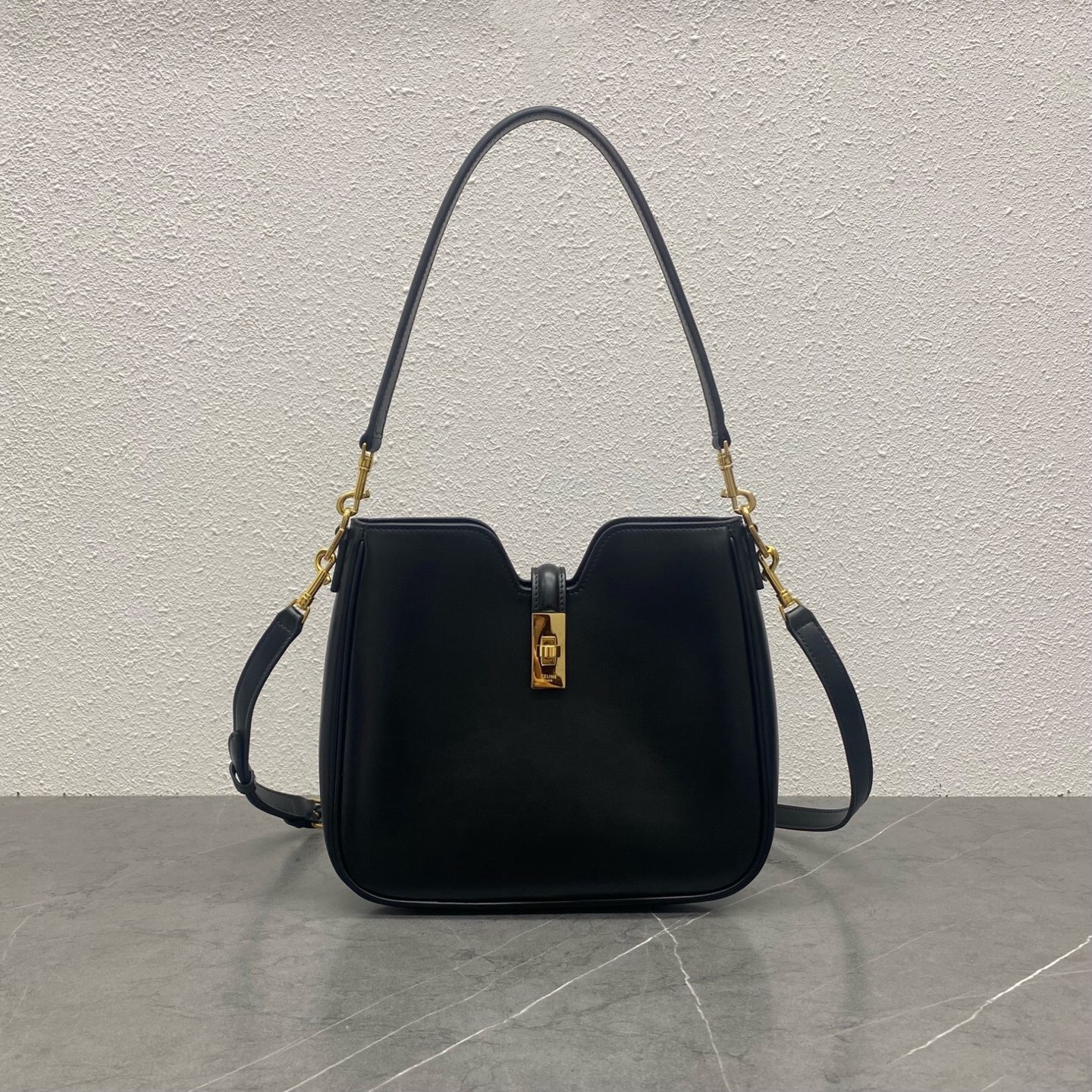 Celine Small Camille 16 soft bag in black smooth calfskin