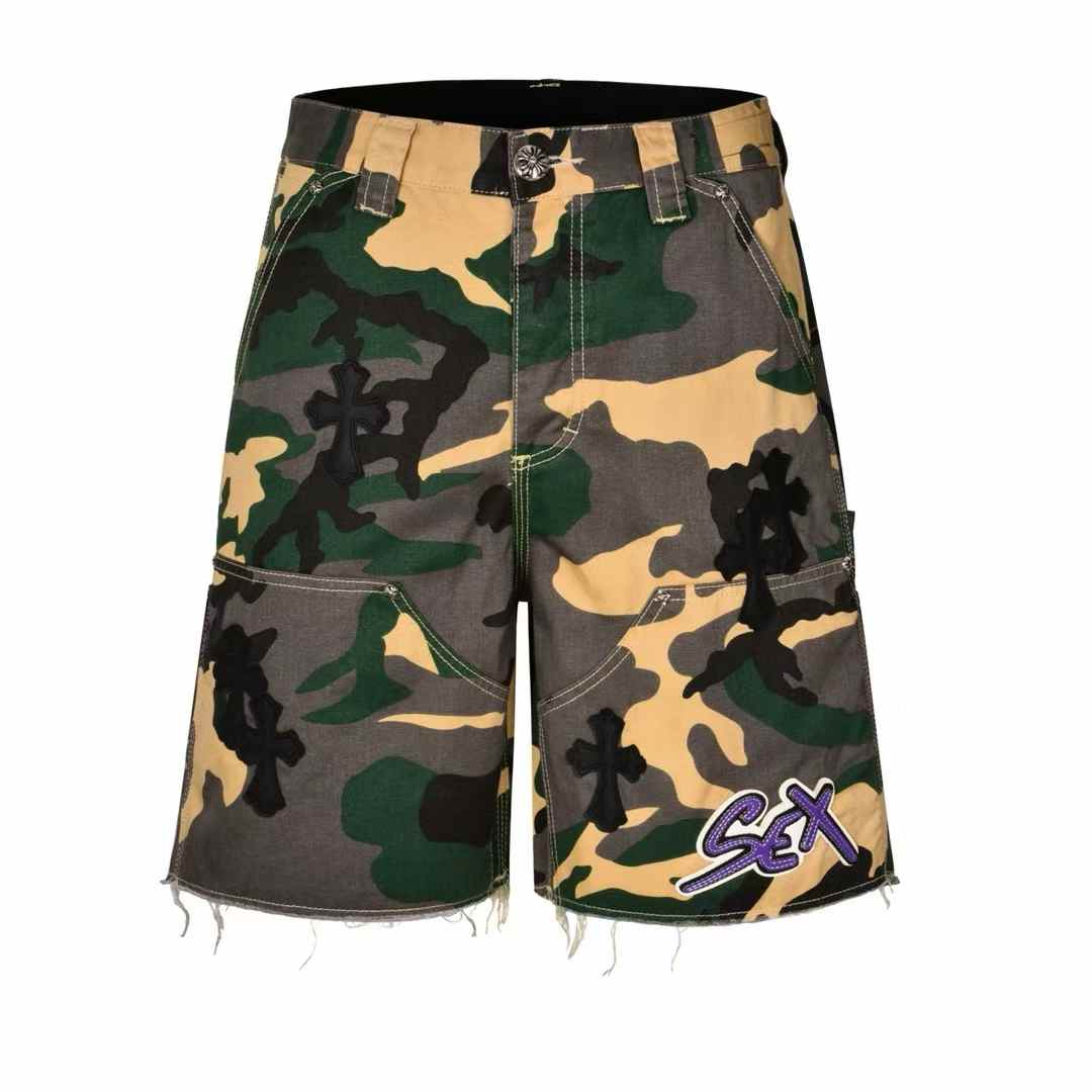 Chrome Hearts Matty Boy Sex Records Carpenter Shorts in a woodland camouflage pattern