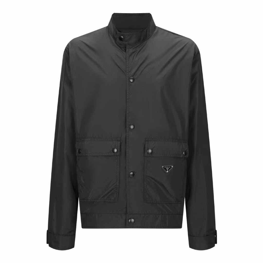 Prada Re-Nylon jacket with a stand-up collar and press-stud fastening