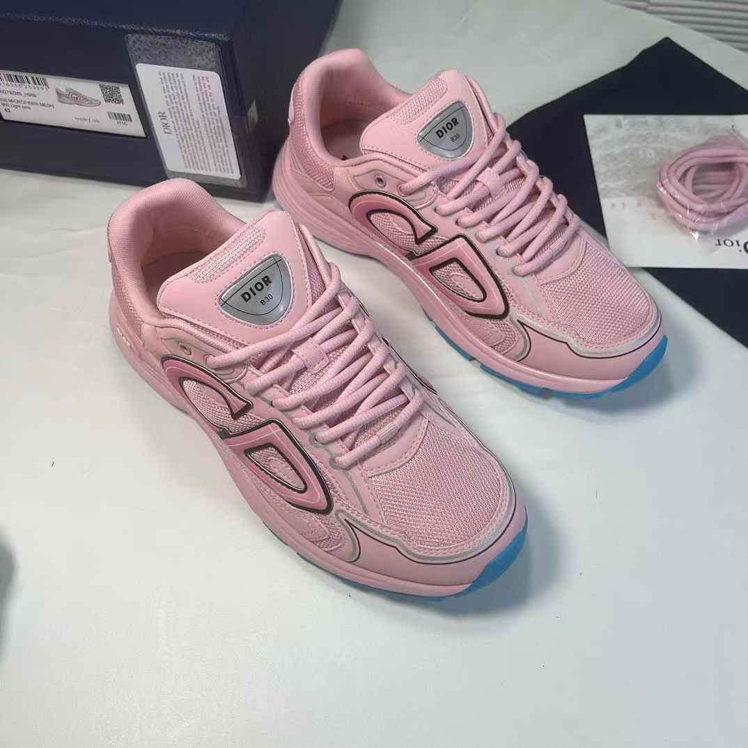 Dior B30 sneakers in pale pink with blue accents