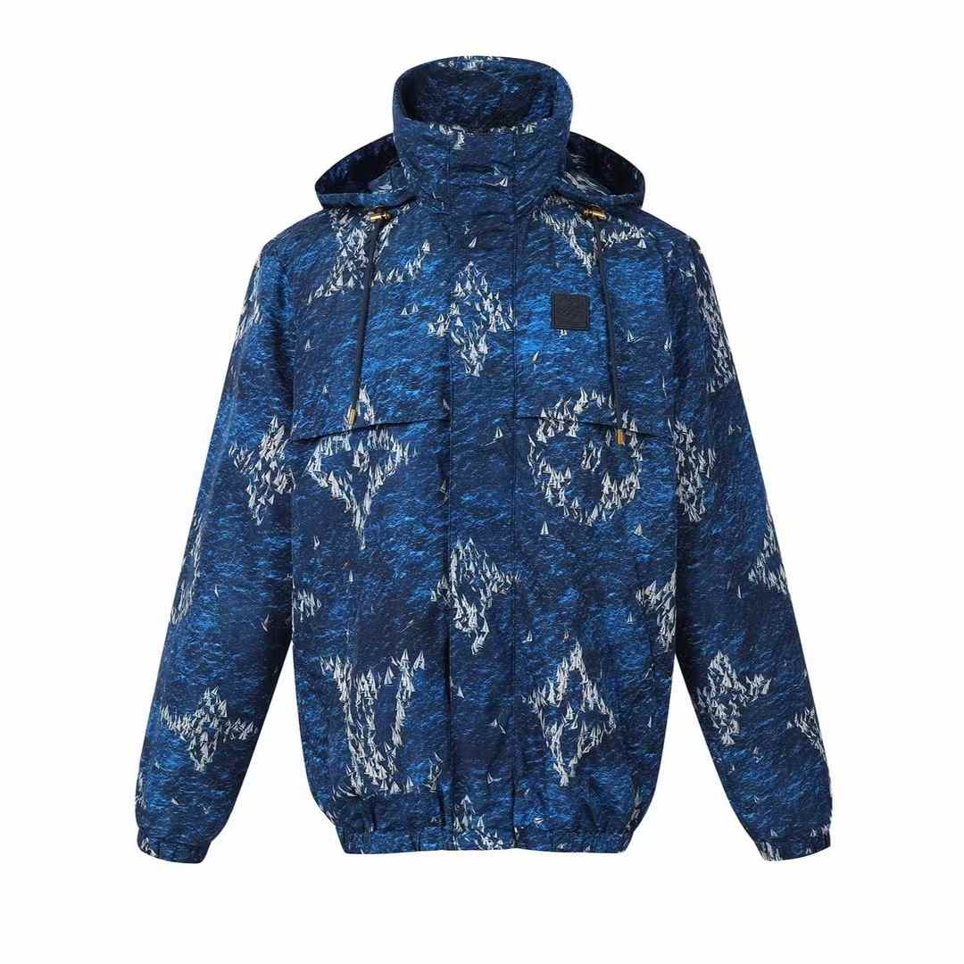 LV Printed Monogram Windbreaker hoodie blue