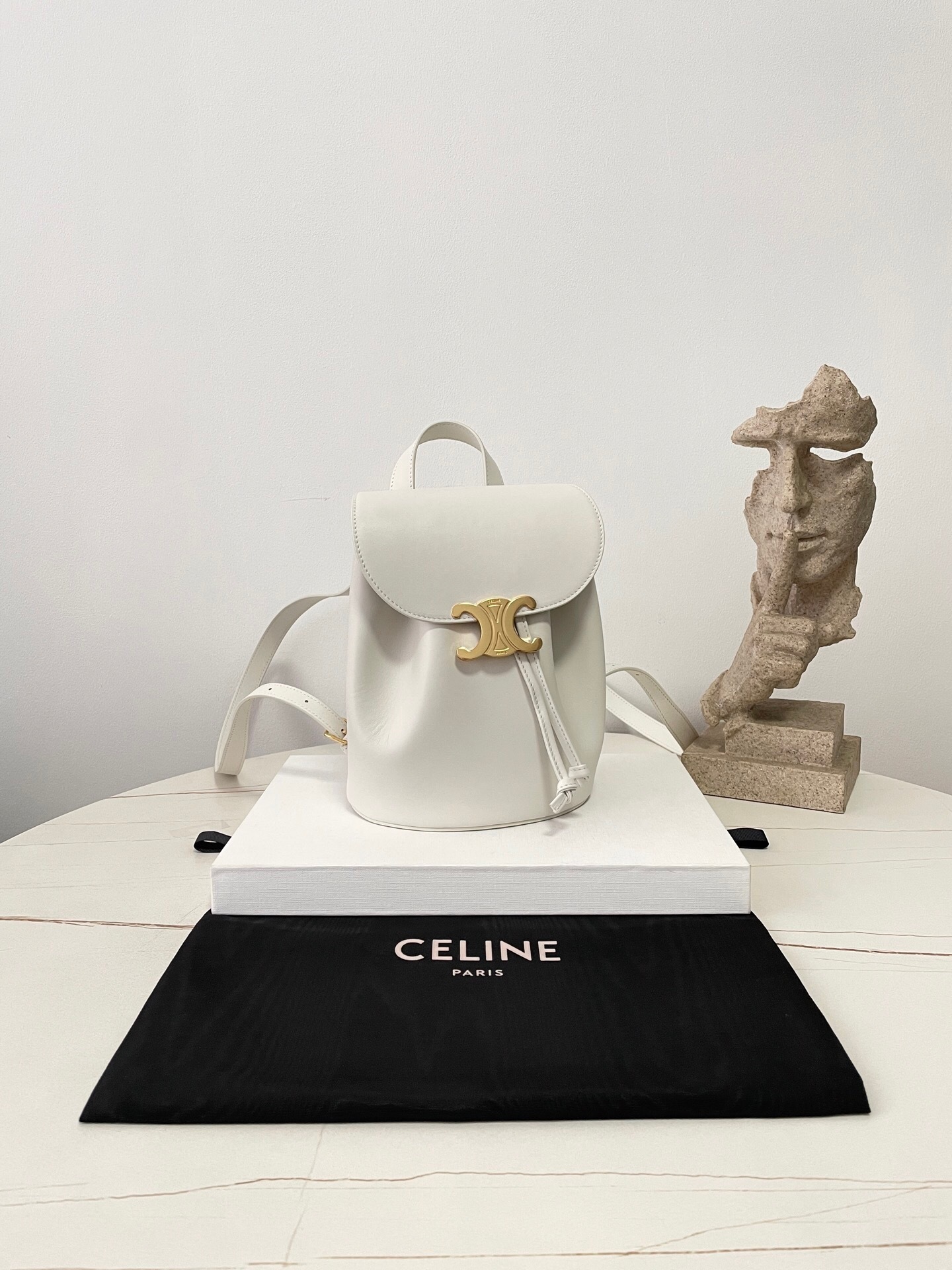 Celine Bonnie backpack in smooth calfskin leather White