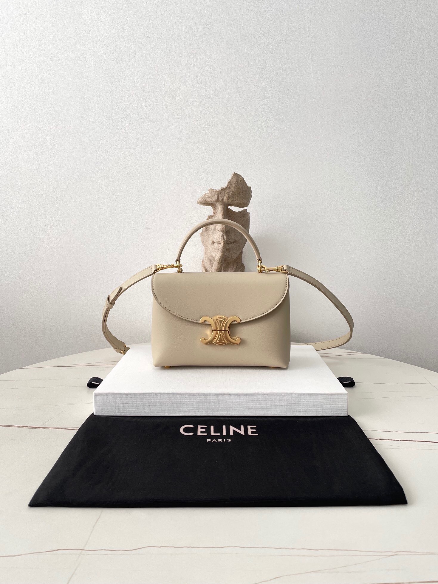 Celine Teen Nino bag in supple grained calfskin beige or cappuccino color