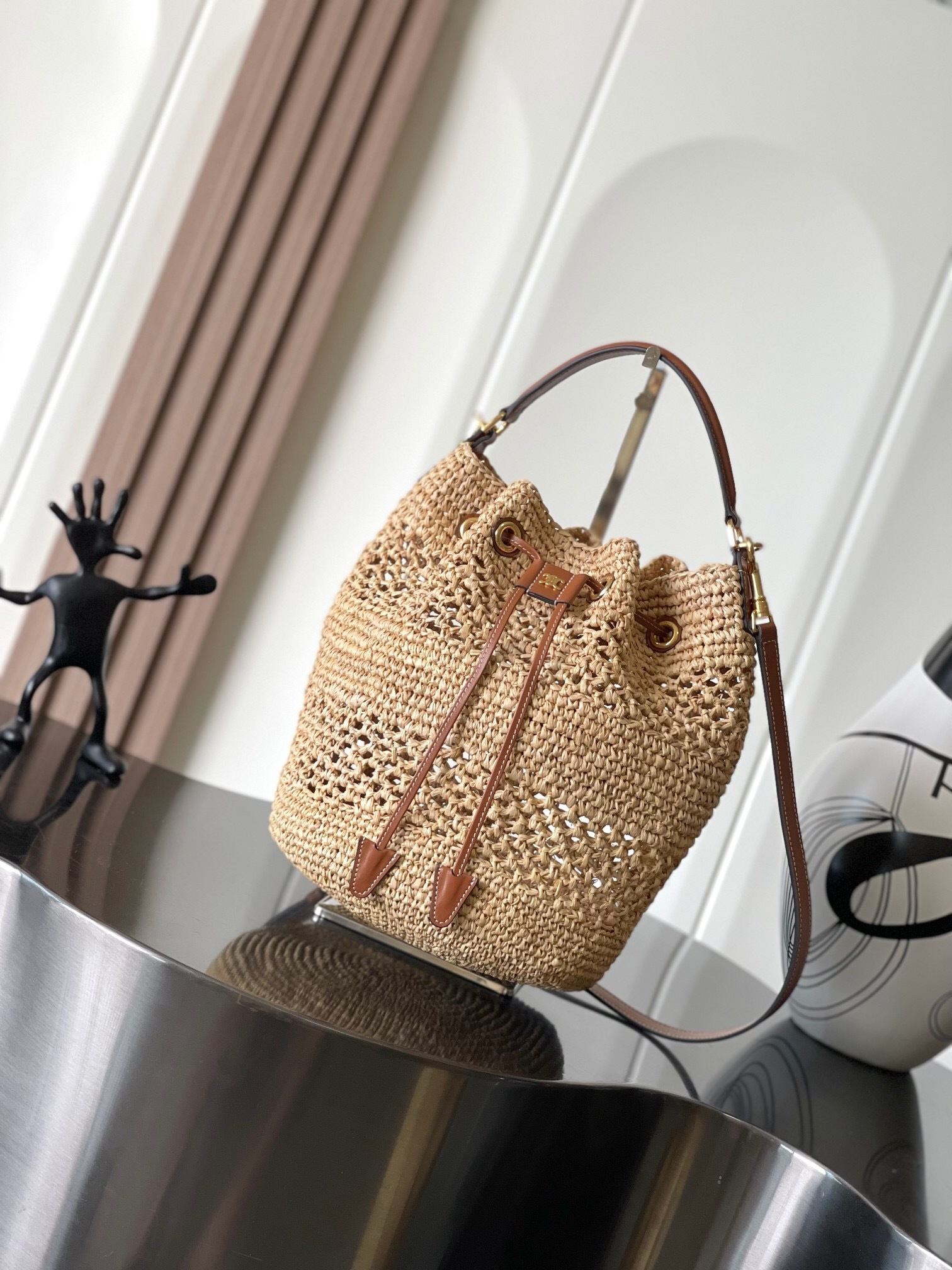 Celine Clara Triomphe Canvas Calfskin Bag