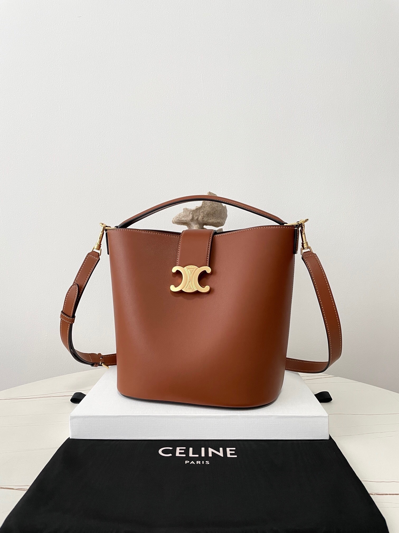 Celine Medium Bucket Louise in smooth calfskin.