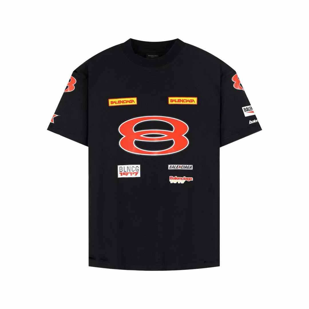 Balenciaga Men's Sponsor Logos Oversized T-shirt in black