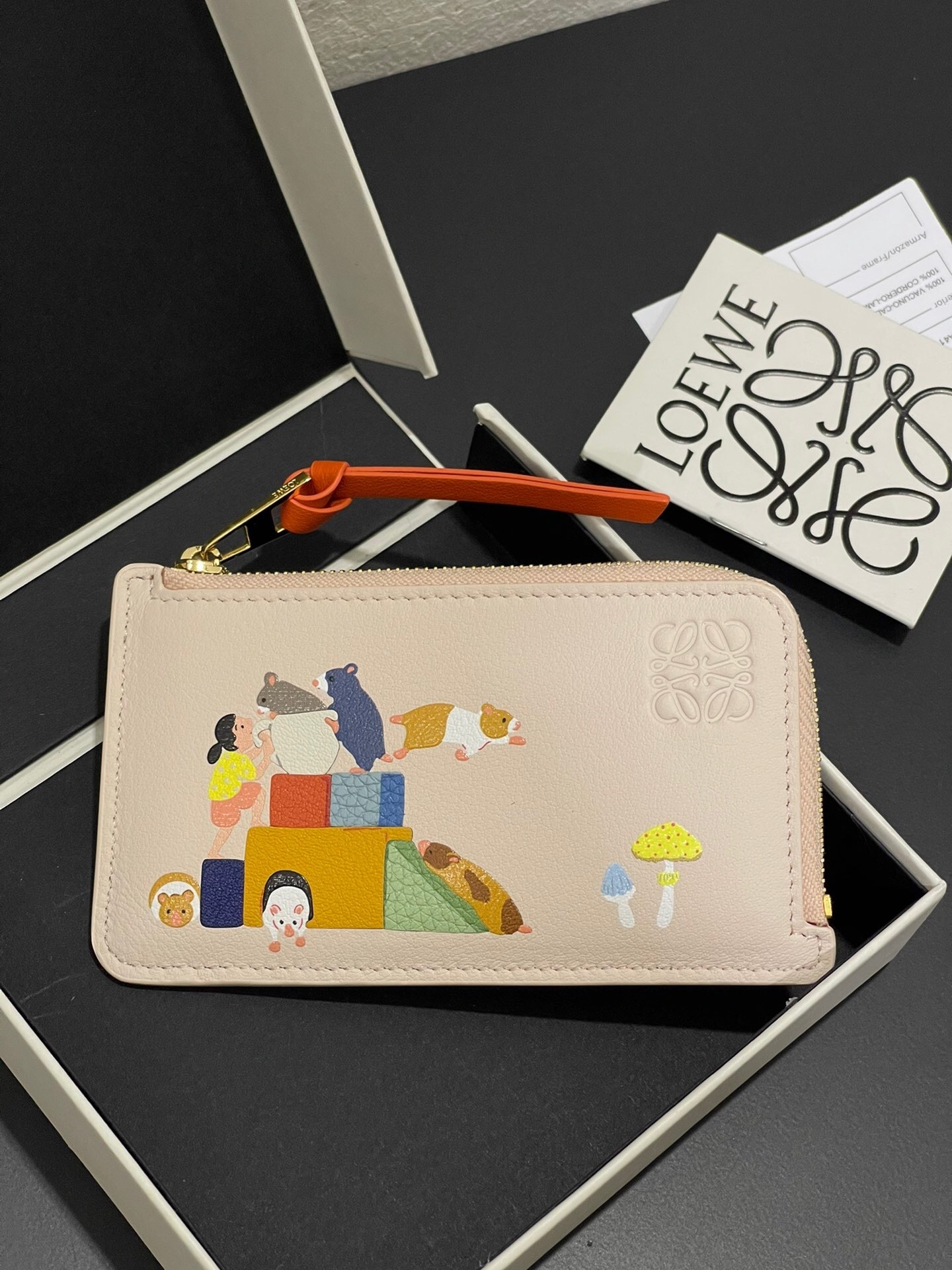Loewe x Suna Fujita Hamster leather wallet in Talc color