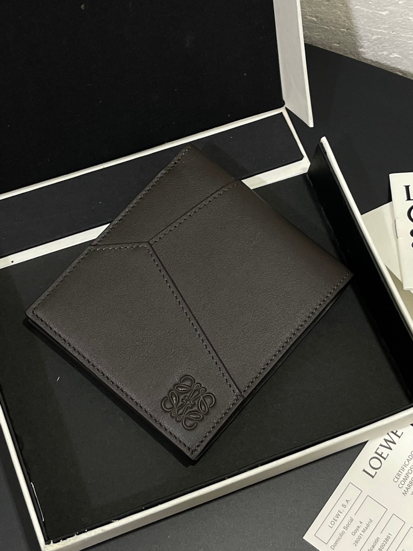 Loewe Puzzle bifold wallet in dark grey classic calfskin leather