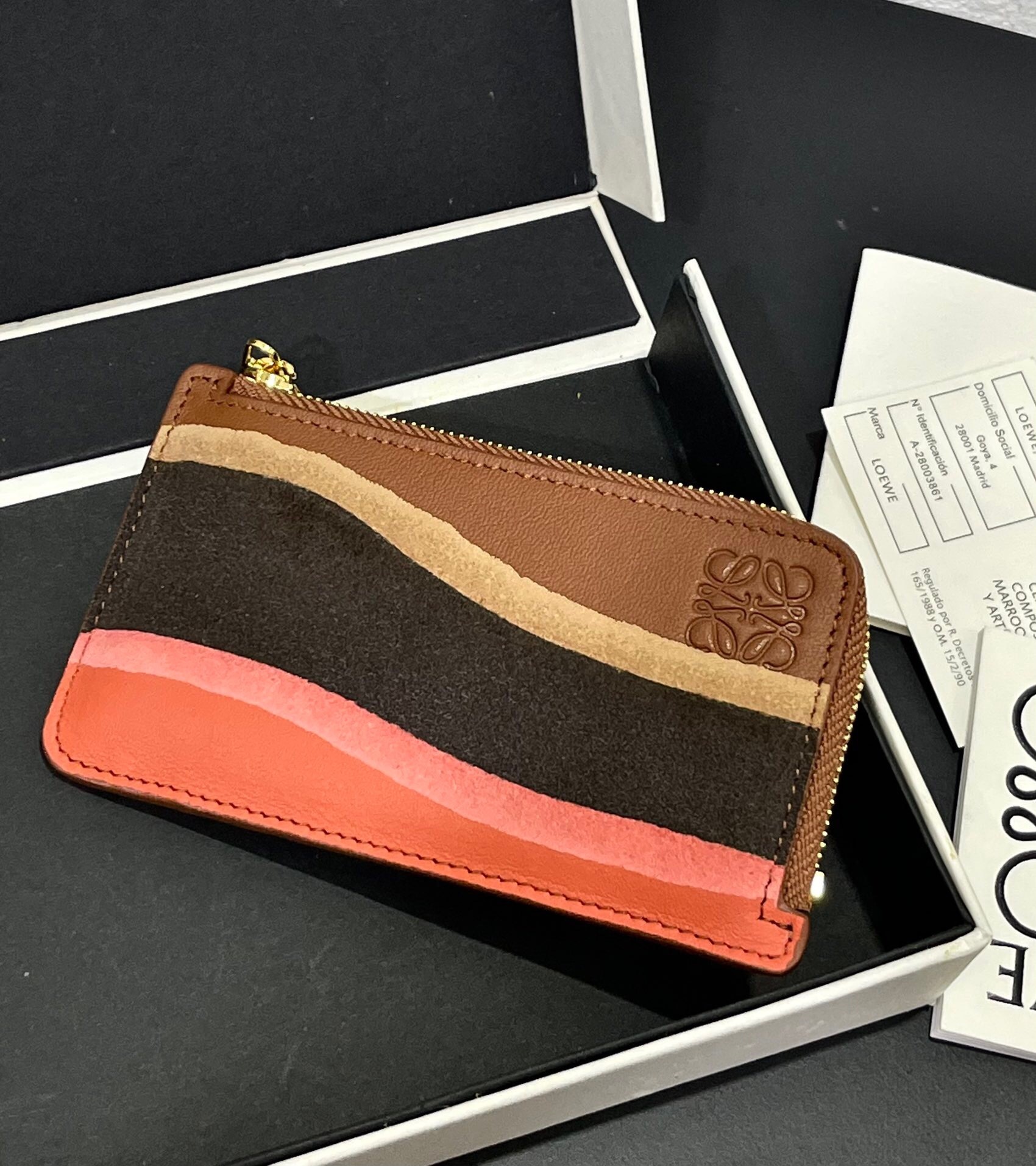 Loewe Coin Landscape card holder in nappa calfskin and suede
