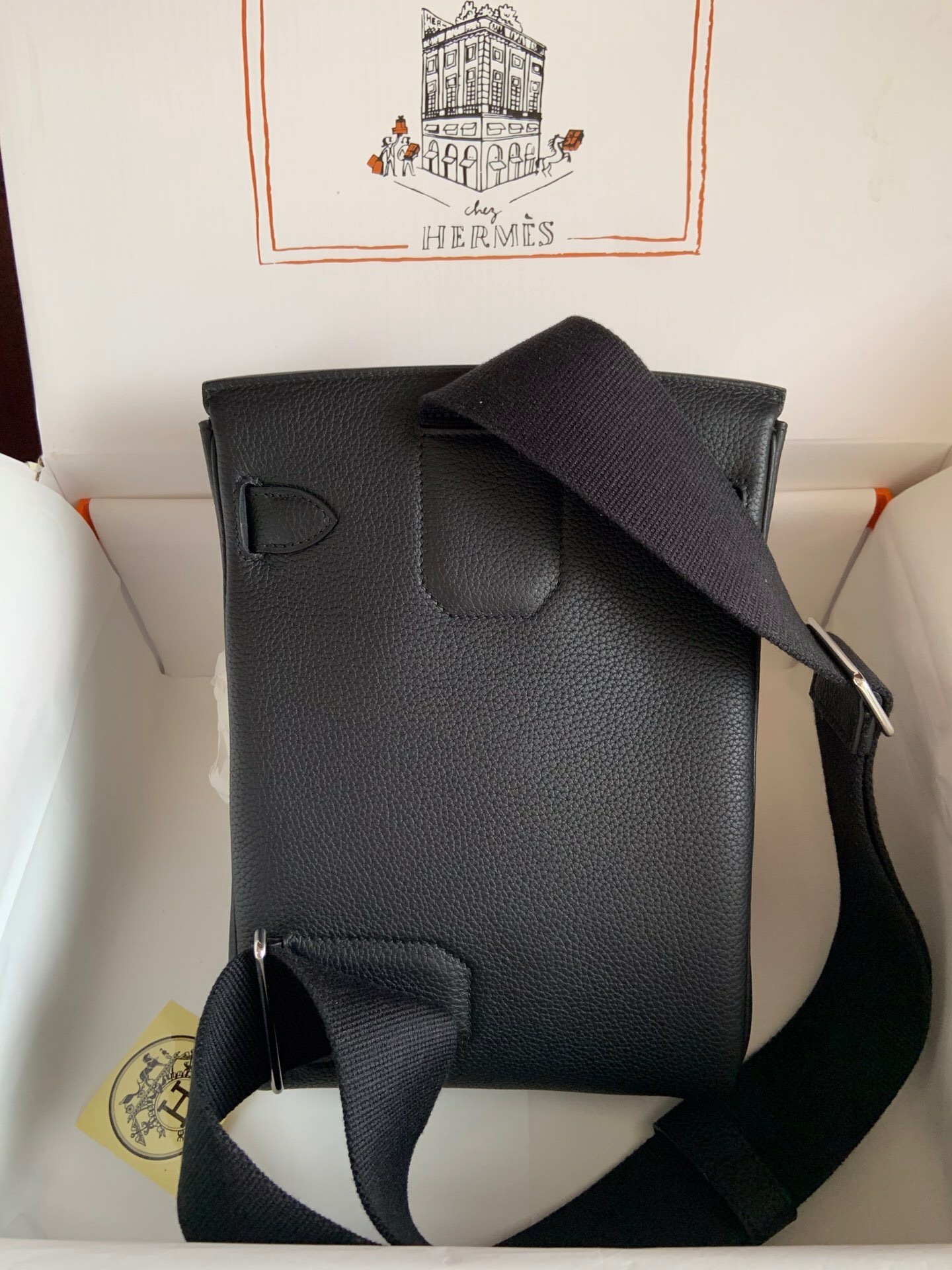 Hermes HAC à Dos PM backpack in black Togo leather with palladium hardware