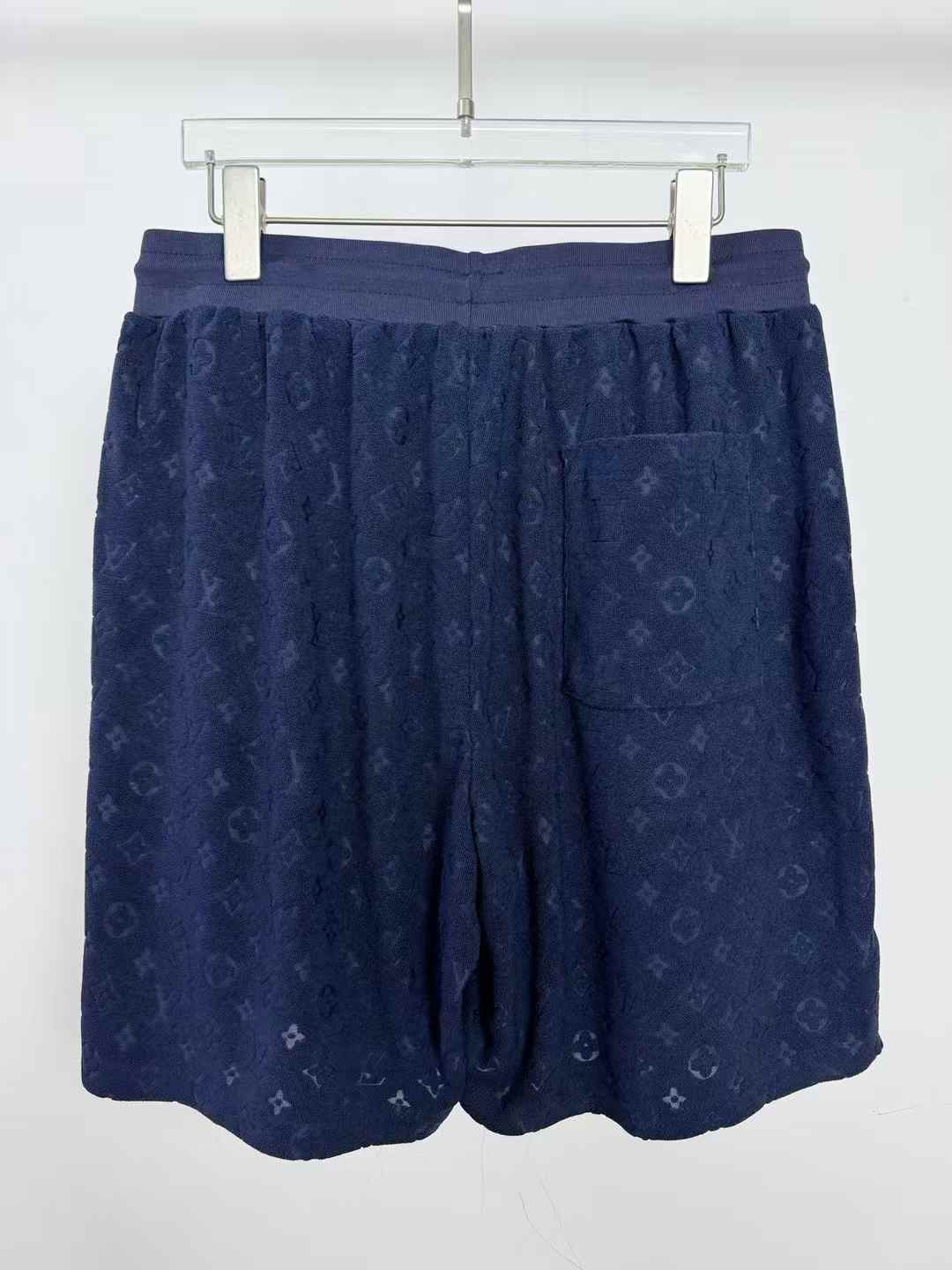 LV Monogram French Terry Shorts in dark navy.