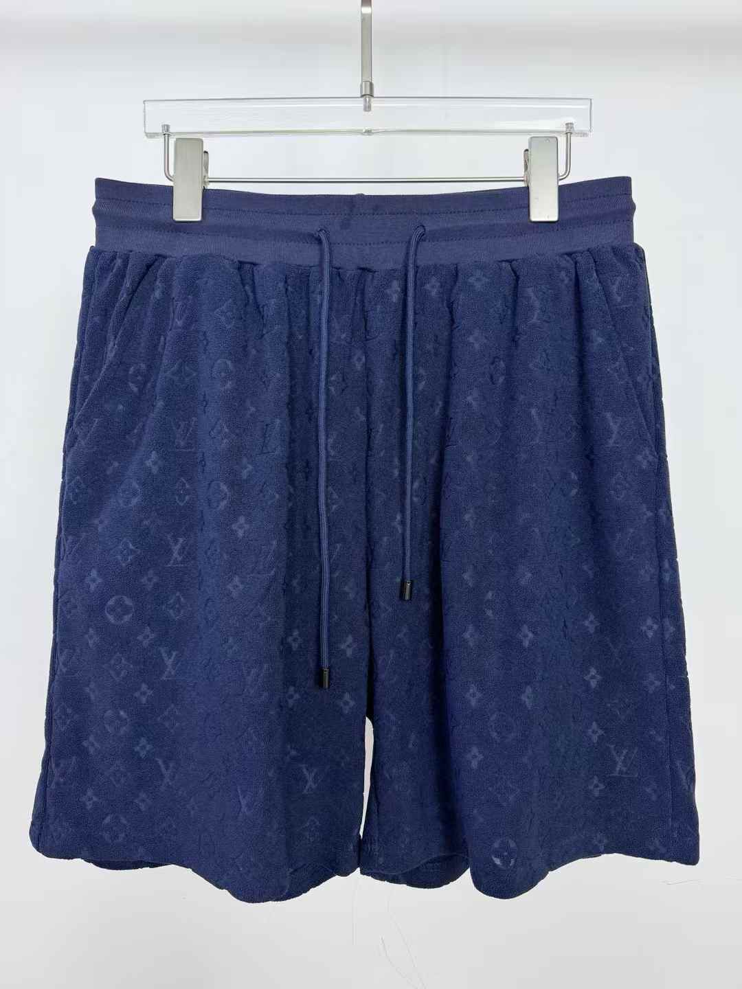 LV Monogram French Terry Shorts in dark navy.