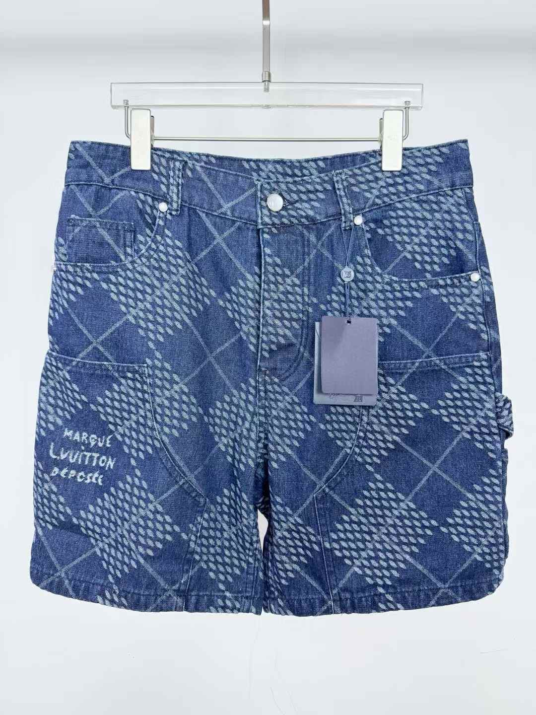 LV Damier Argyle denim carpenter shorts