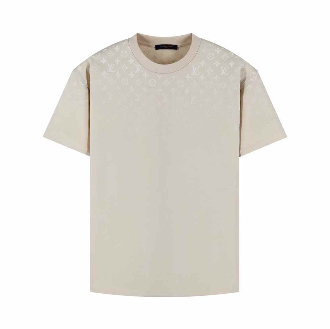 LV qMonogram Gradient Cotton T-shirt in a pale beige or light cotton jersey color