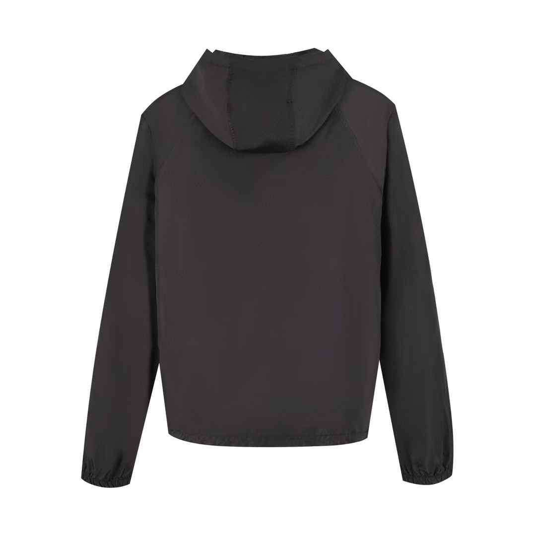 Burberry Nylon Cotton Jacket in black with a B shield plaque and B-cut zip pulls