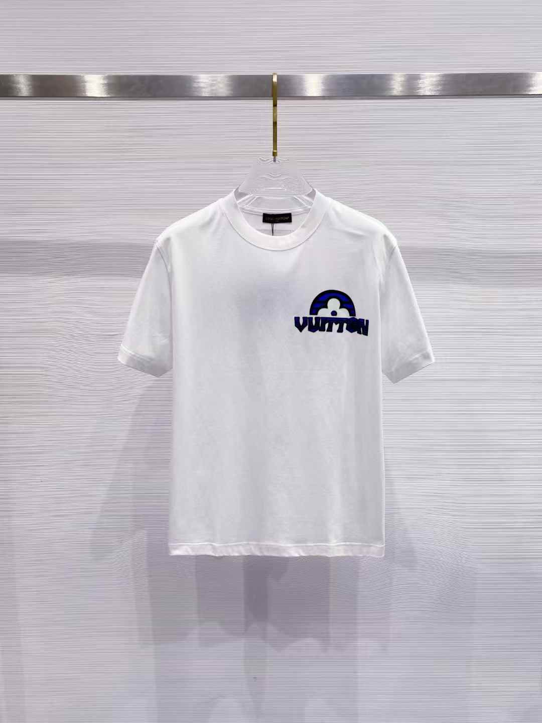 lv Logo Embroidered White T-shirt