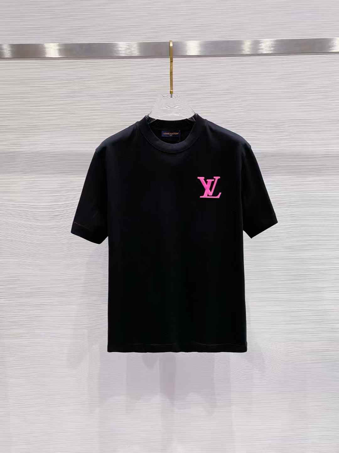 LV T-shirt Black with a pink LV logo