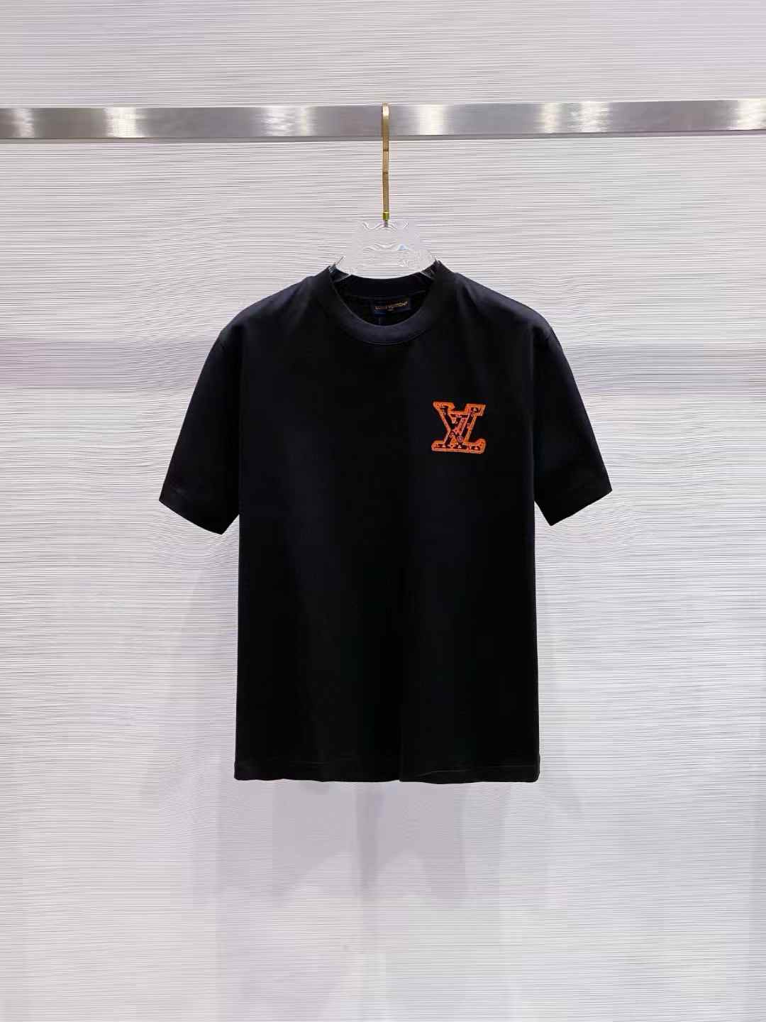 LV T-shirt orange, brick-style LV logo on the chest Cotton jersey