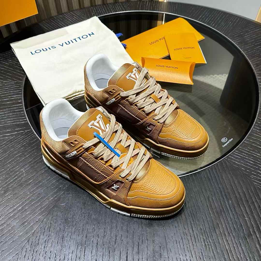 LV Trainer Low-Top Sneakers in golden tan