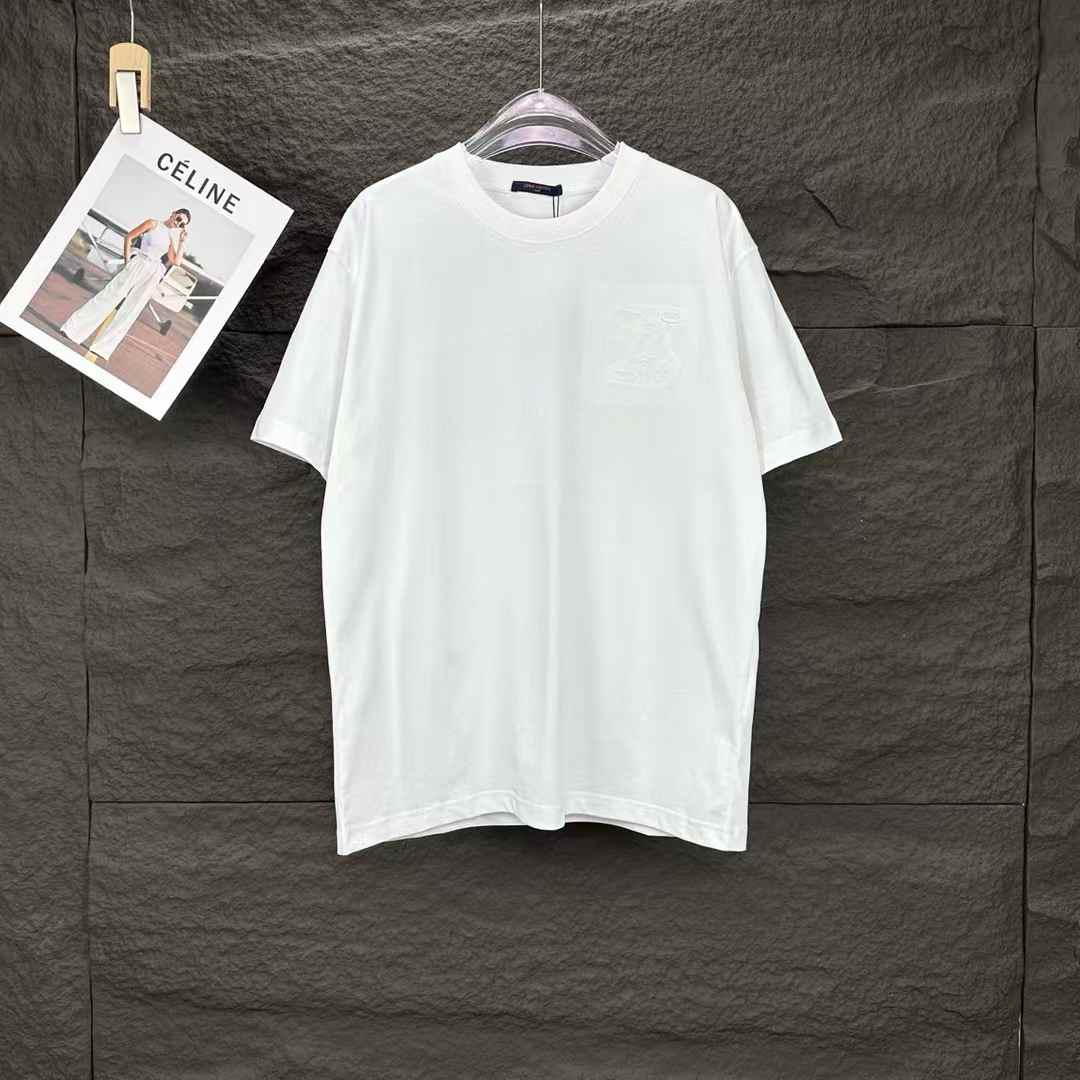 LV white crew neck short-sleeved t-shirt