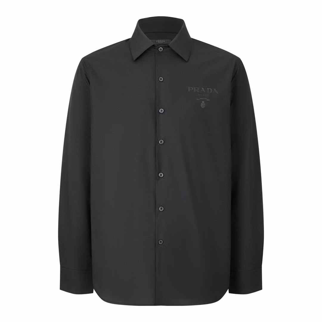 Prada patch-pocket cotton shirt Black