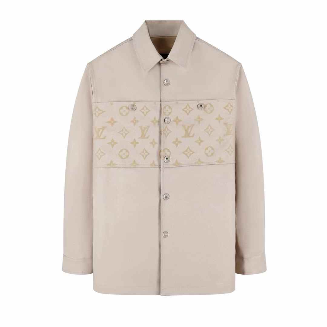 LV Flocked Casual Cotton Overshirt Beige
