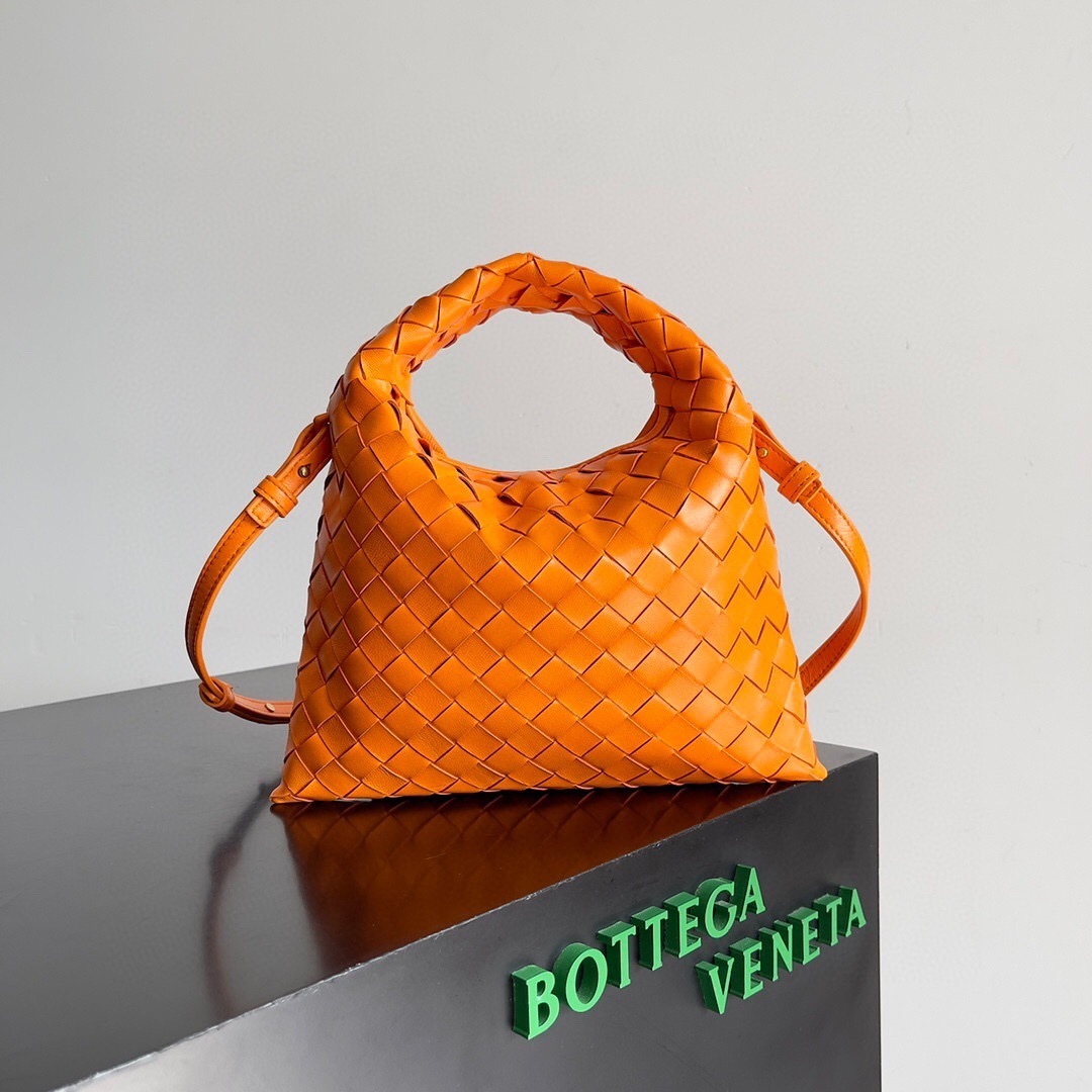 Bottega Veneta Mini Hop Intrecciato leather cross-body bag in orange