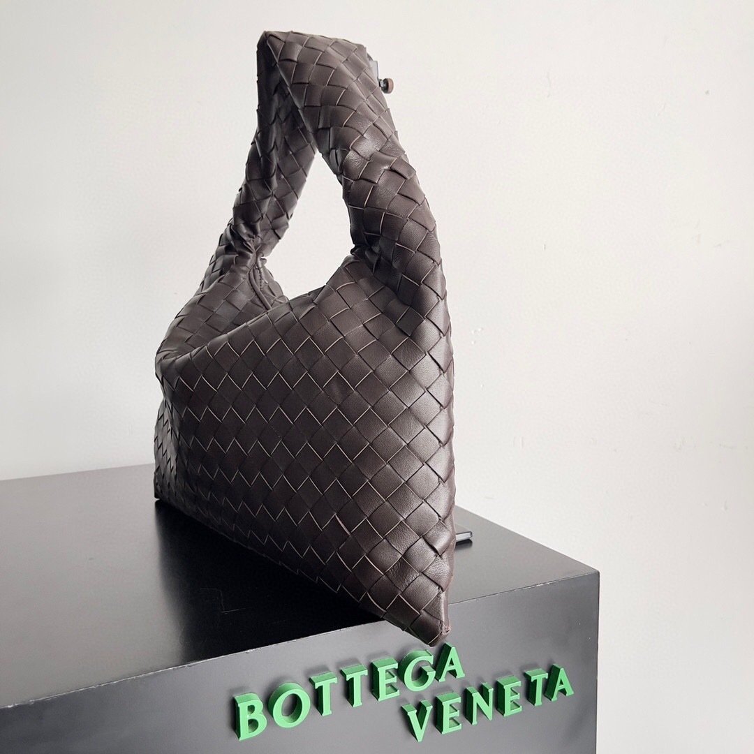 Bottega Veneta Hop bag in brown intrecciato woven nappa or calfskin leather