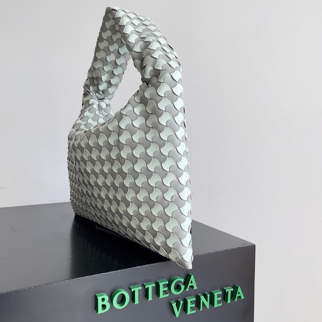 Bottega Veneta Hop Intrecciato large suede shoulder bag in a white and grey