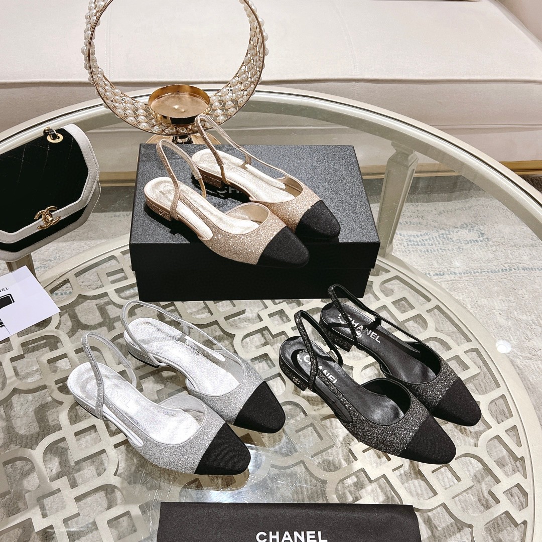 Chanel two-tone slingback pumps all colors