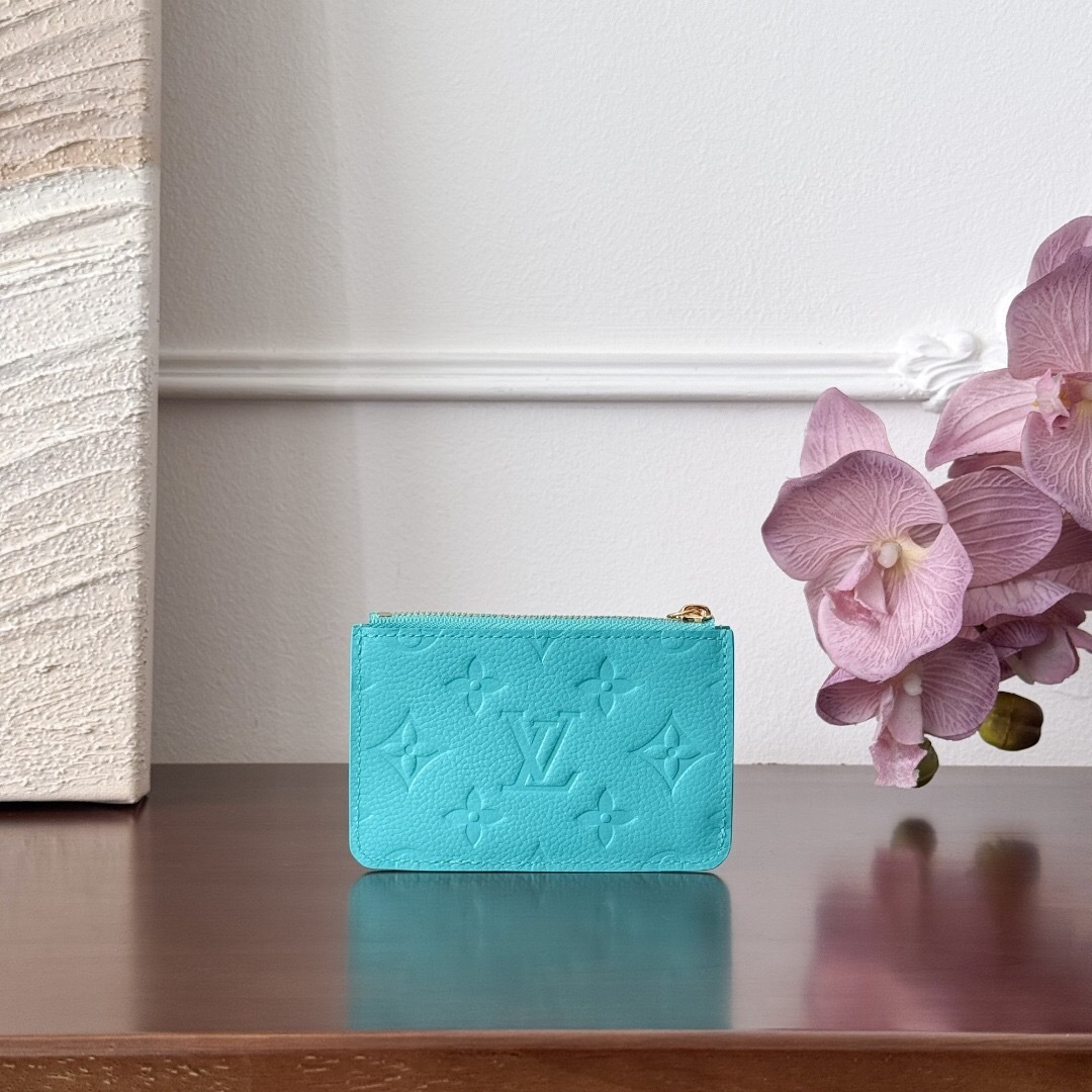 LV x Takashi Murakami Romy card holder in the Kabira blue color