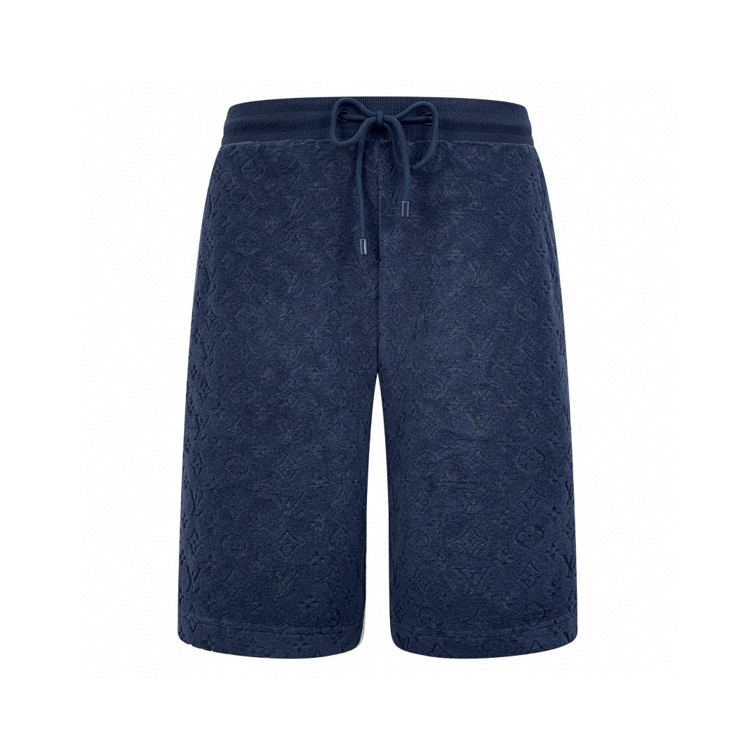 LV Monogram French Terry Shorts in dark navy