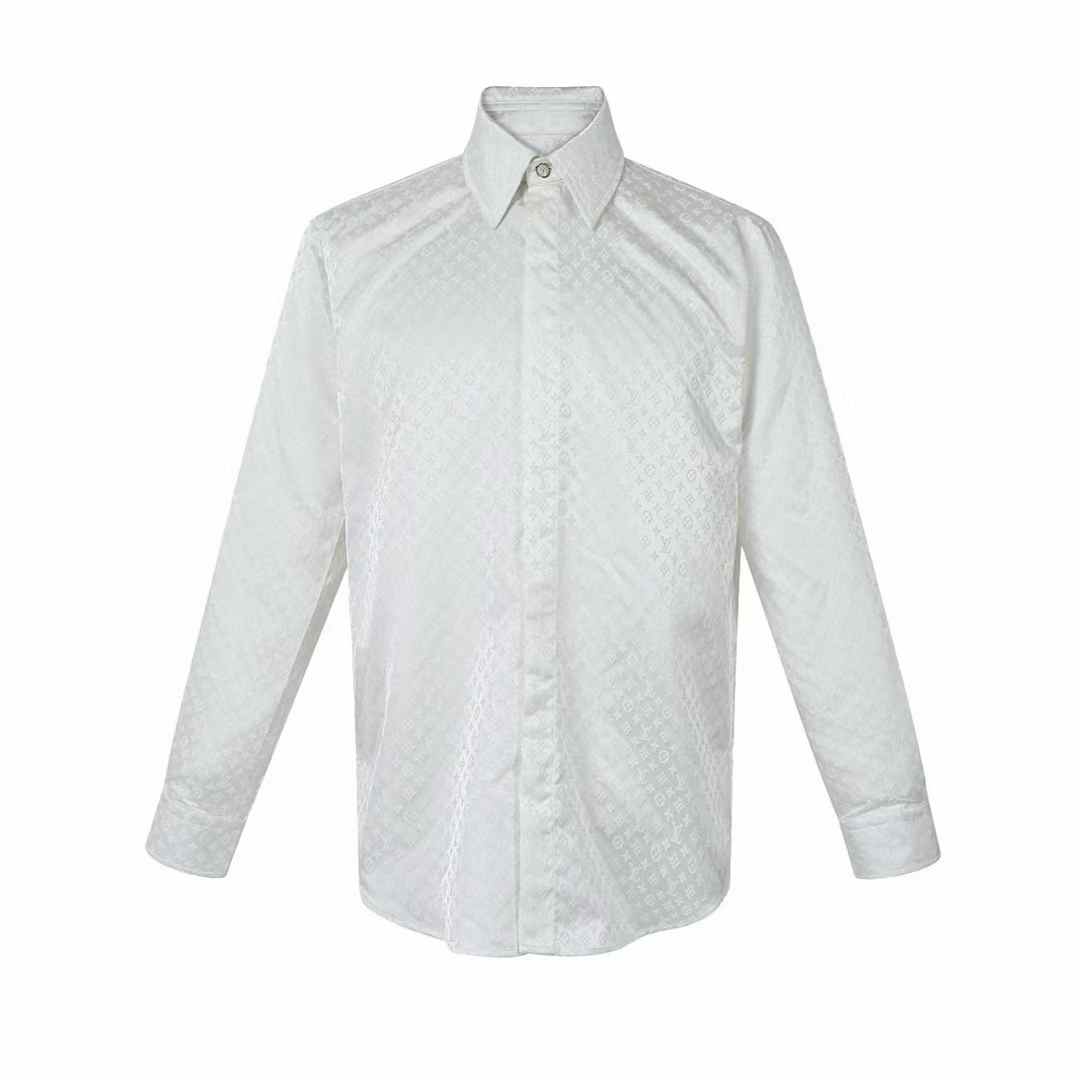 LV Men White Classic Fit Print Full Sleeves Formal Shirt