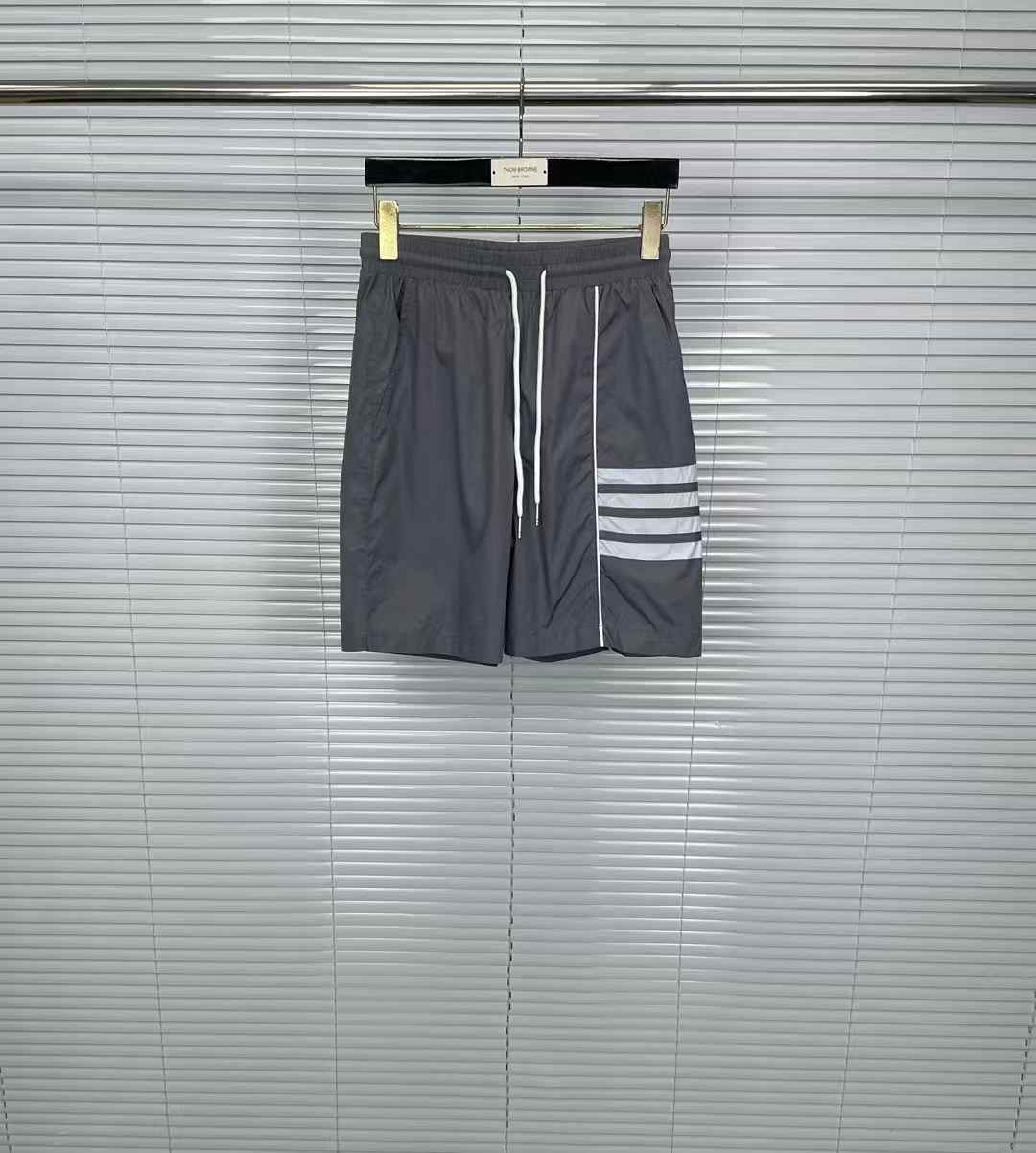 Thom Browne Swim Tech 4-Bar Board Shorts in grey