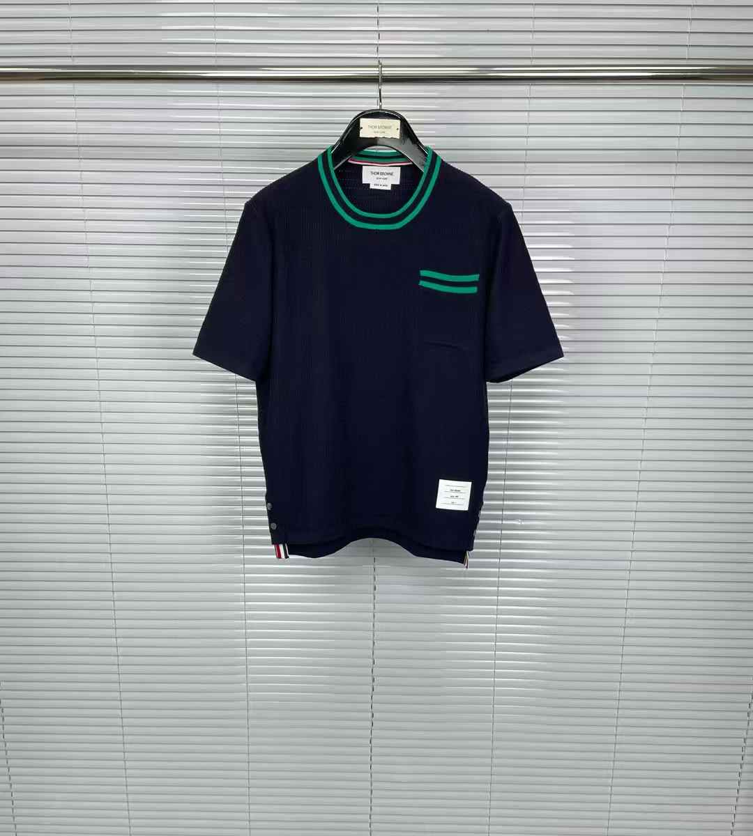 Thom Browne RWB stripe-trim cotton t-shirt