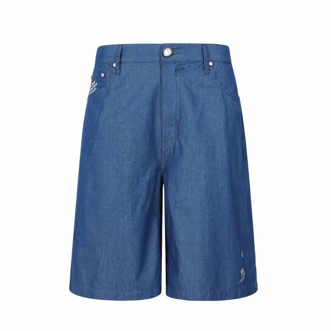 LV Embroidered Chambray Shorts, featuring a "Regatta" motif with embroidered sailing boats.