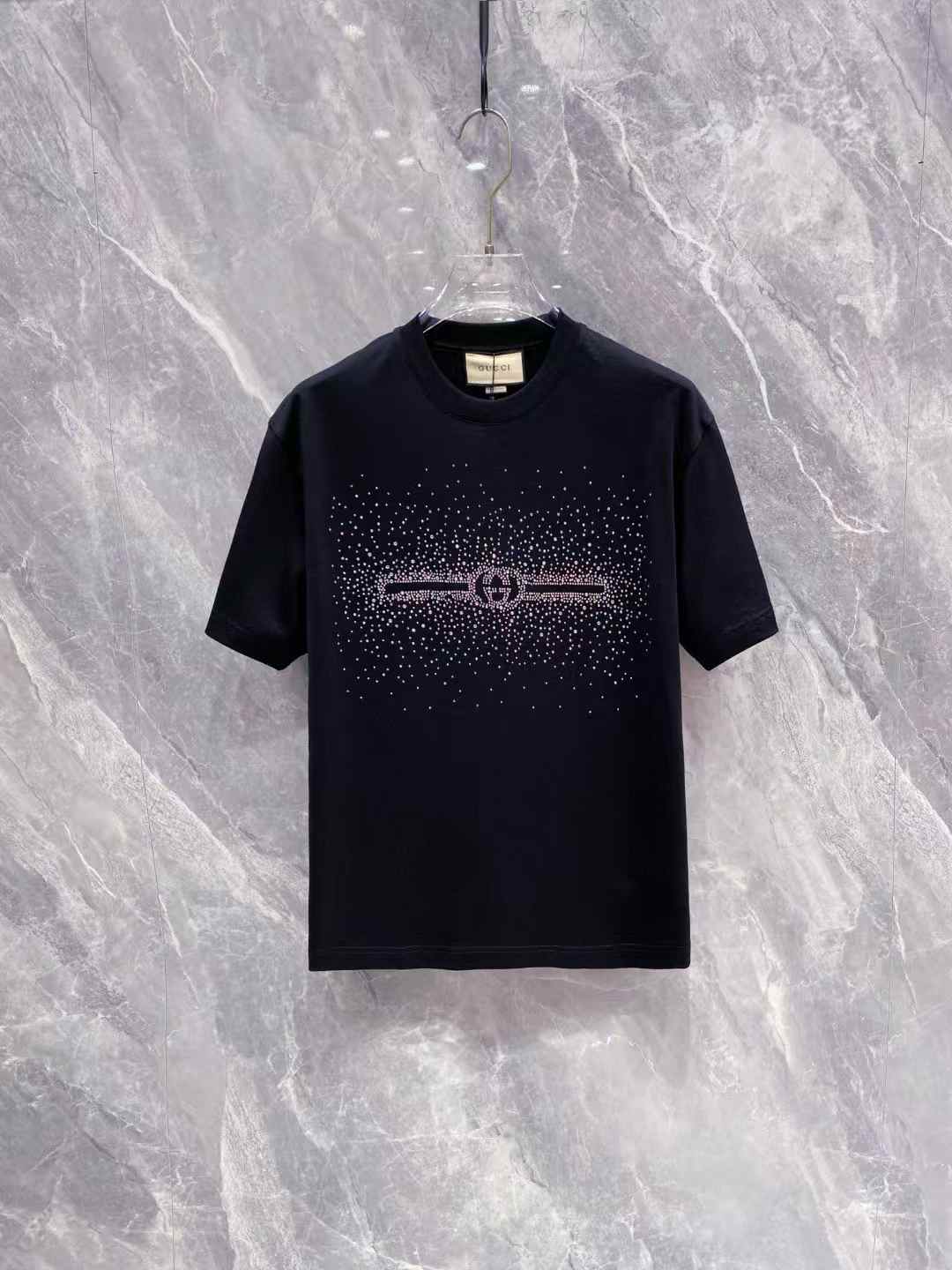 Gucci cotton jersey T-shirt with a crystal-embellished logo design